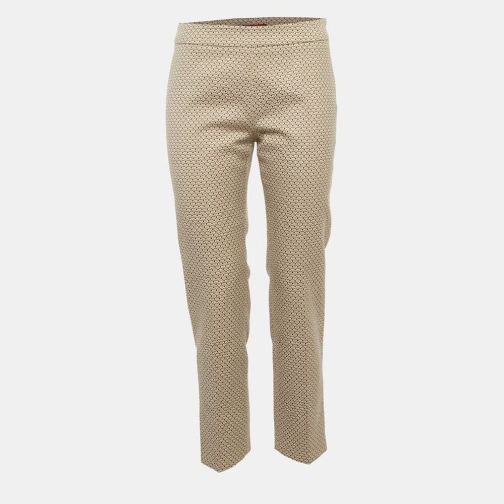 Max Mara Studio Beige Jacquard Slim Fit Jeans M